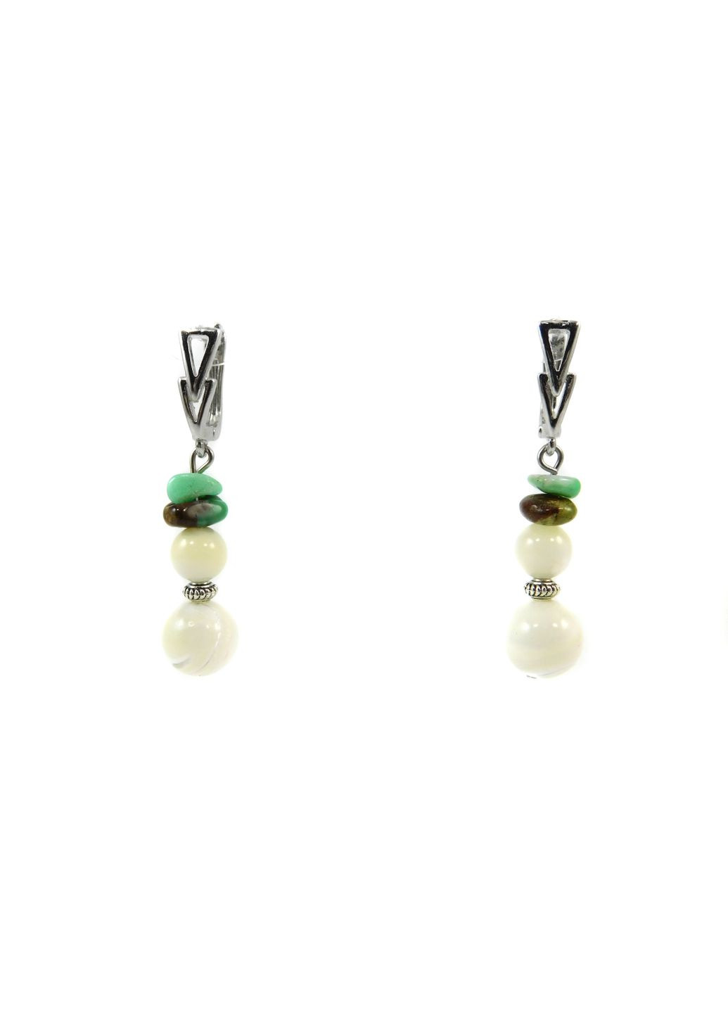 Эксклюзивные серьги "Зендая" Перламутр, Хризопраз порода крошки Fursa fashion (322767041)