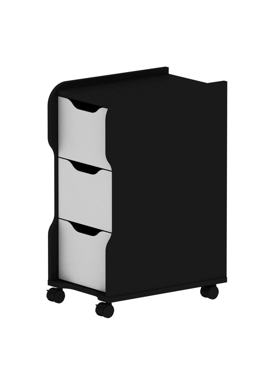 Мобильная тумба на колесах с 3 ящиками XGamer 31/46/63 см черный с белым No Brand (355412617)