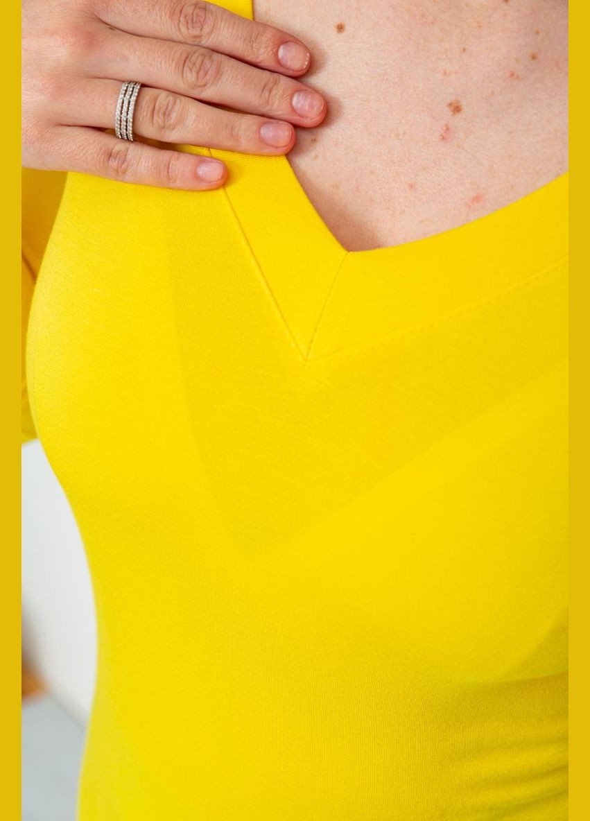 Желтая демисезон лонгслив женский укороченный с рукавом 3/4, цвет бежевый, Ager