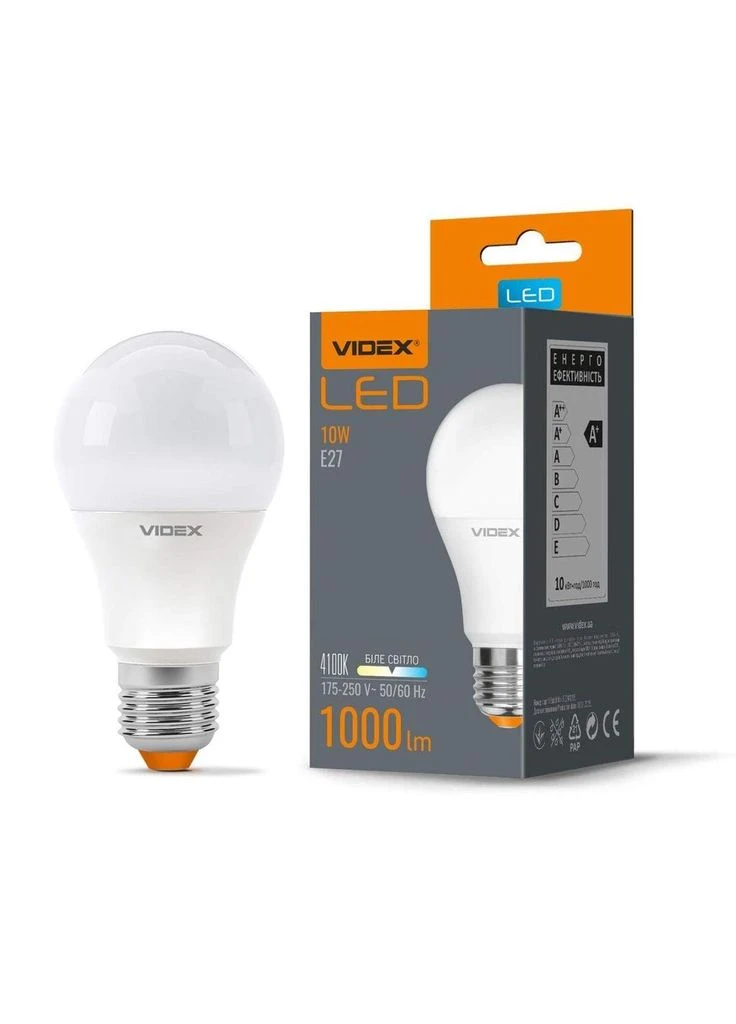 Світлодіодна лампочка 10W E27 4100K 220V (VL-A60e-10273) (1283583) Videx (380523059)