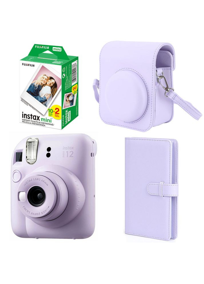 Набор камера Instax Mini 12, Фотобумага 20шт, Чехол, Фотоальбом 108 фото Фиолетовый Fujifilm (329191861)
