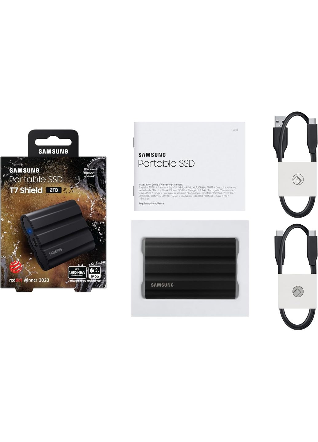 Портативный SSD 2TB USB 3.2 Gen 2 TypeC T7 Shield Samsung (316391937)