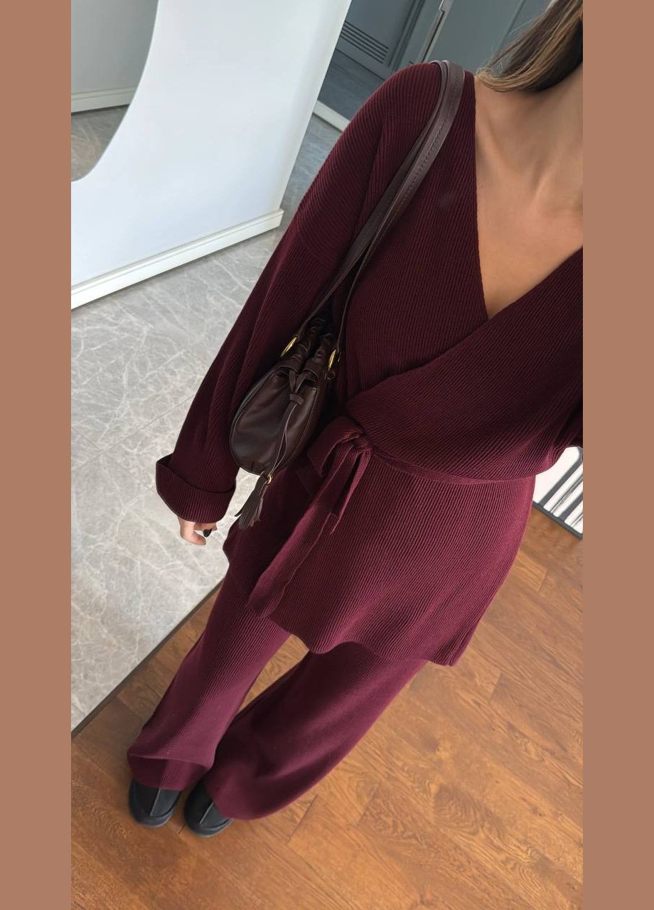 Костюм из ангоры с прямыми брюками и кофтой на запах No Brand (315049550)