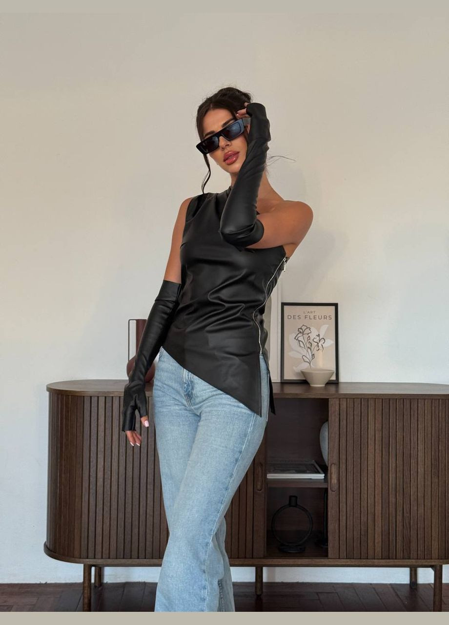 Стильный трендовый топ под кожу с перчатками Vakko (323013267)