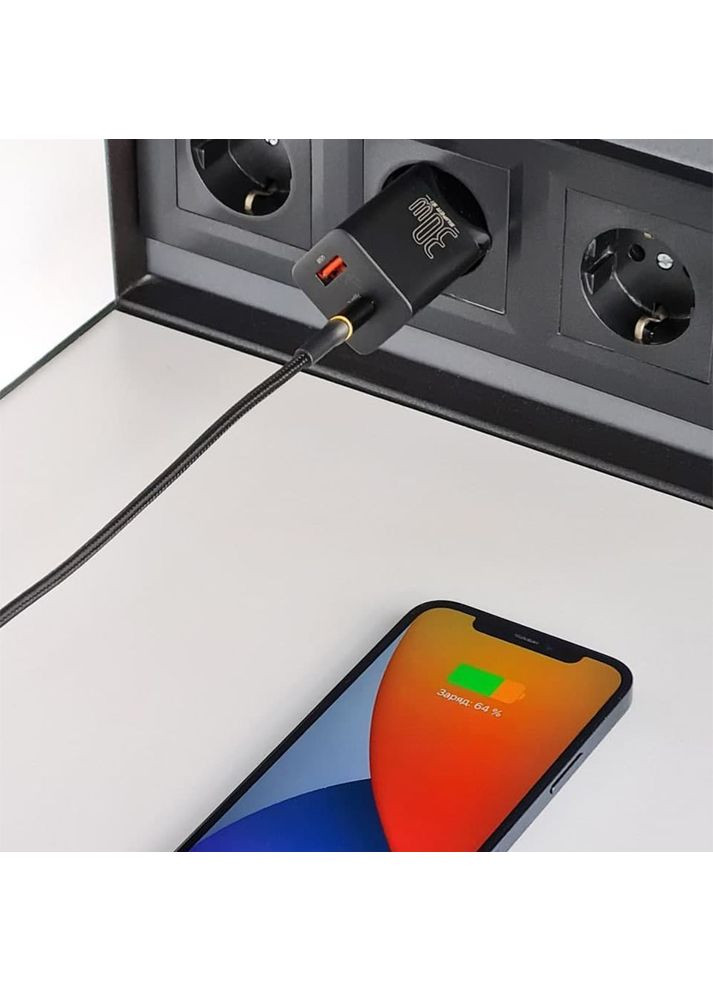 МЗП Super Si Pro Quick Charger (Type-C+USB) 30W black Baseus (365749023)