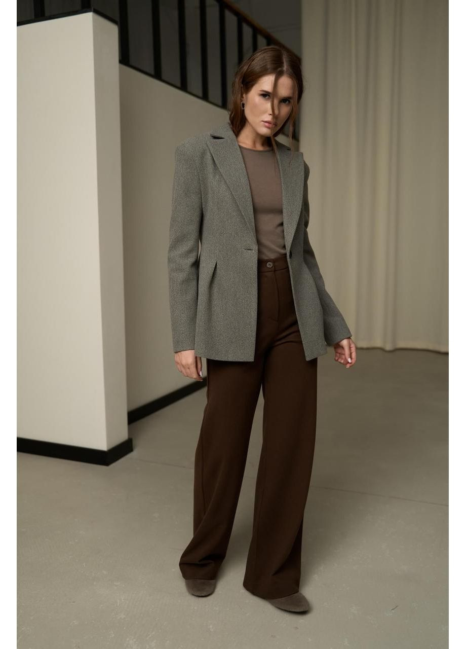 Штани жіночі палаццо-штани класичні вовна коричневі L No Brand (369012268)