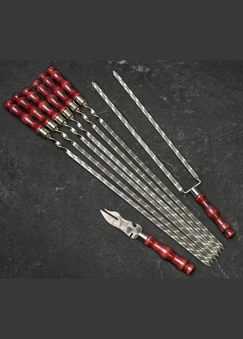 Шампуры ручной работы из нержавейки "Асгард" в кожаном кейсе на подарок шефу Handmade LC-034 (347291594)