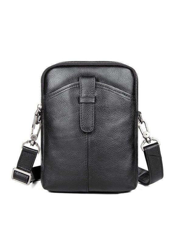 Шкіряна сумка крос боді чоловіча месенджер через плече чорна 14969 Vintage (329195413)
