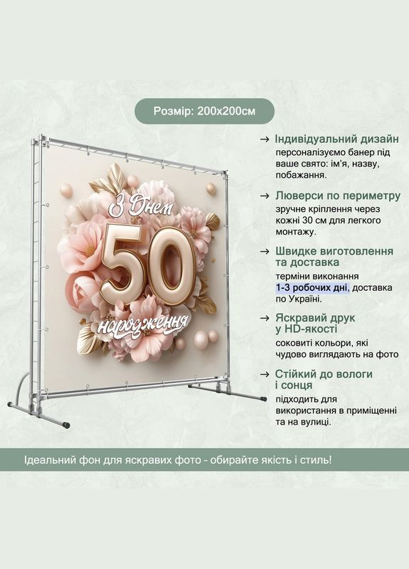 Баннер для фотозоны "С Днем рождения" | 2.0×2.0 м | Праздничный фон №42169 Vinylpex (360979472)