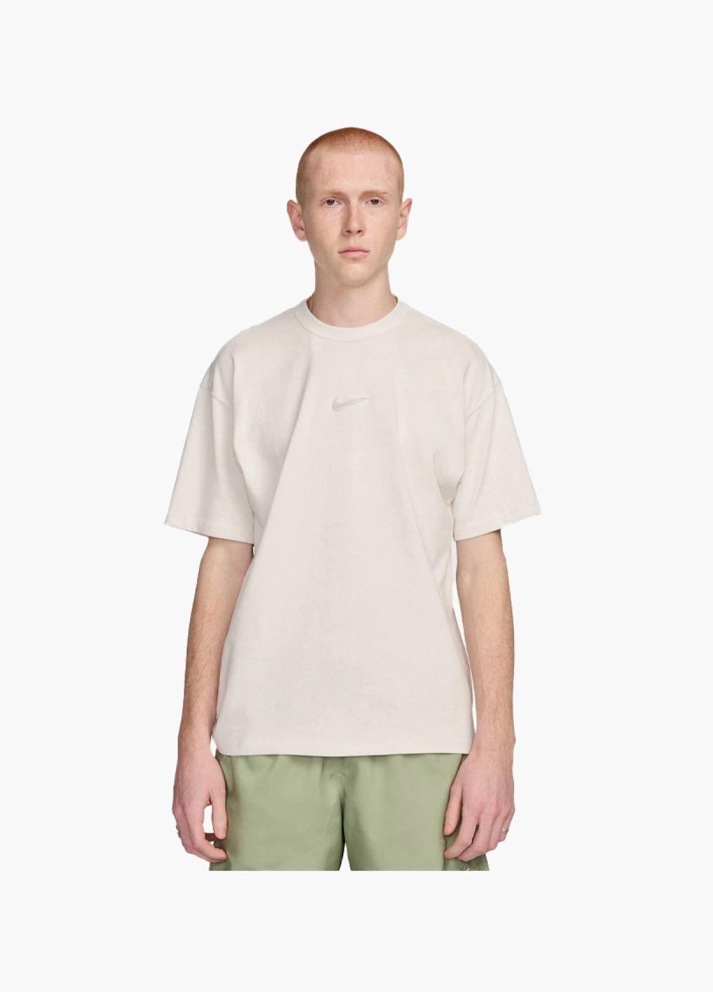 Бежевая мужская футболка m nsw tee prem essntl open beige fv7726-030 Nike