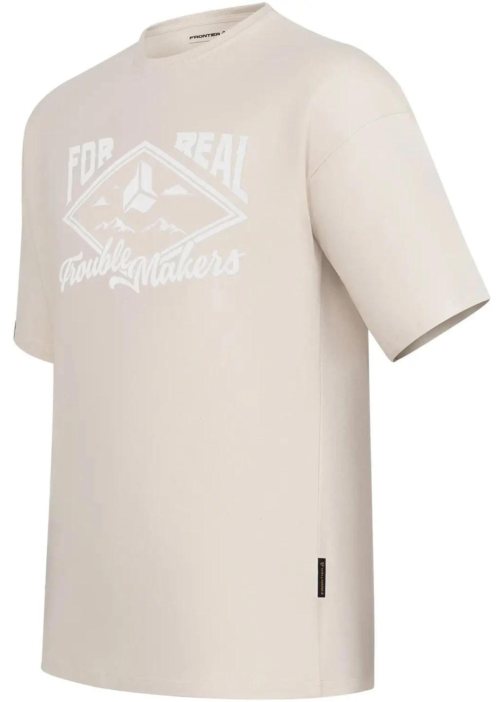 Комбинированная футболка мужская frontier big white logo taupe No Brand