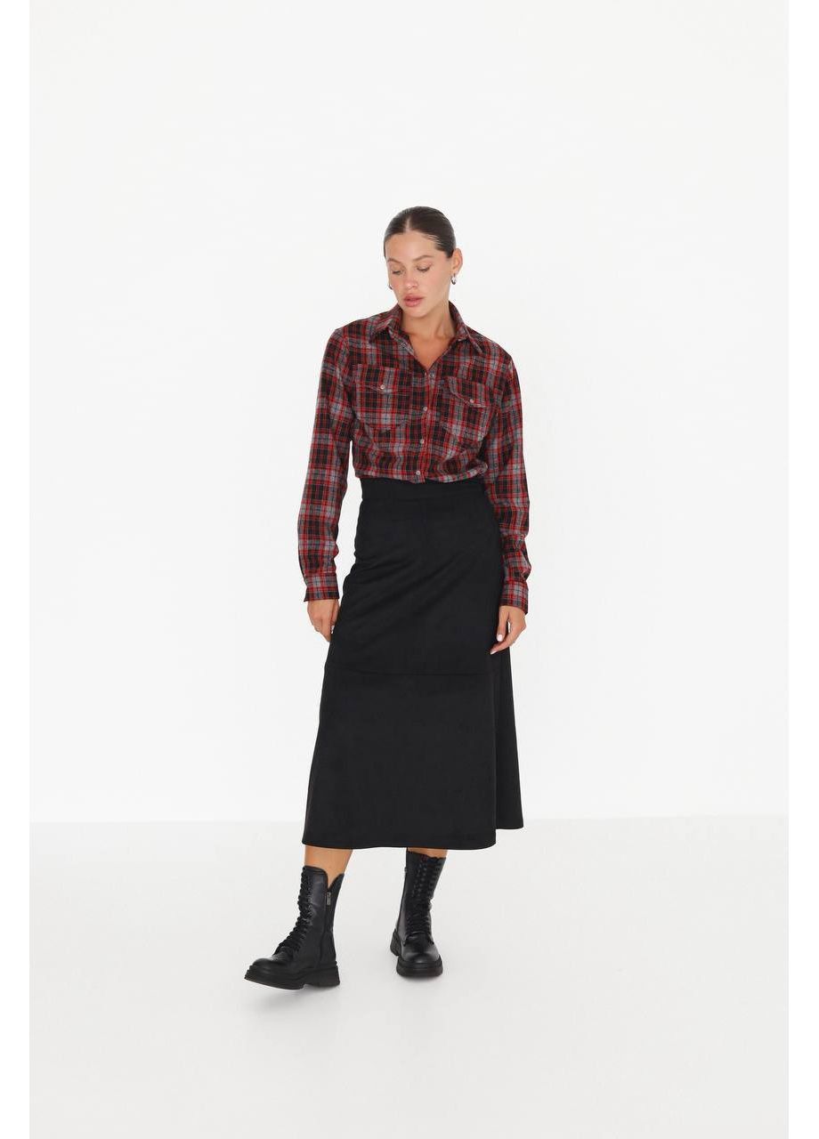 Жіноча спідниця міді А-силуету із штучної замші MonCher (363849317)
