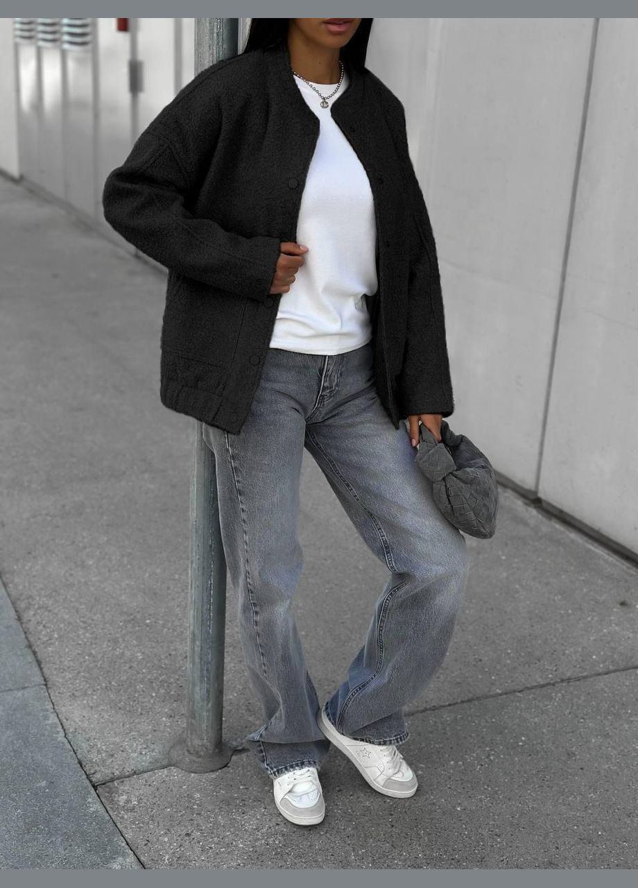 Бомбер жіночій - зручний та стильний, з кишенями, на кнопках, без підкладу JUGO бейсбольний на кнопках (305064408)