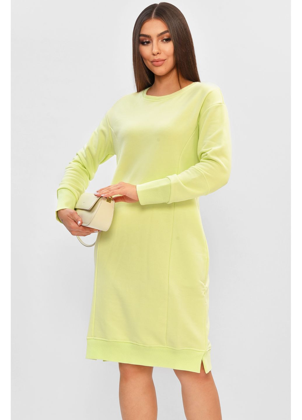 Салатова повсякденний сукня жіноча однотонна салатового кольору футляр Let's Shop однотонна