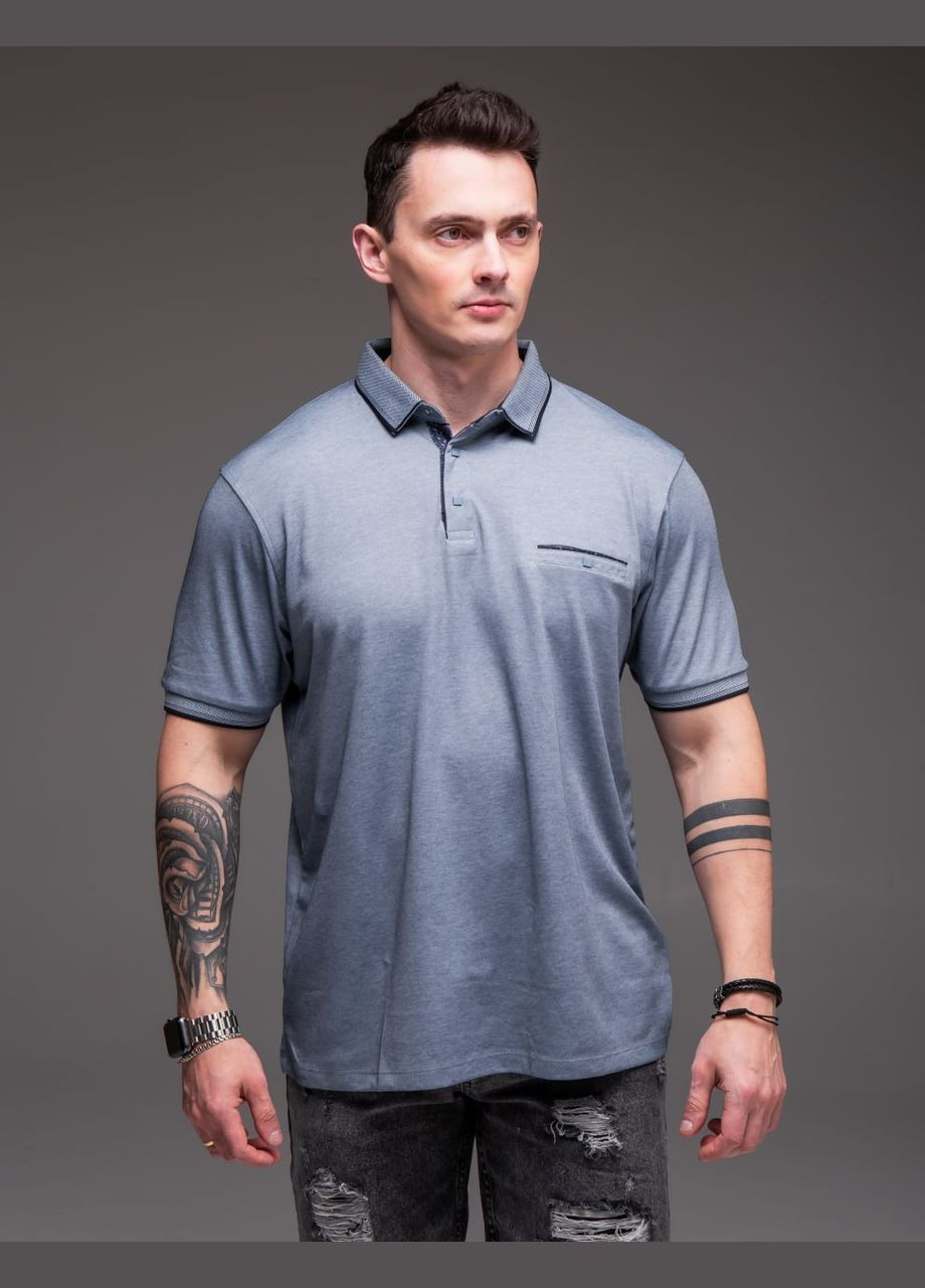 Серая футболка поло в большом размере. с коротким рукавом Vakko