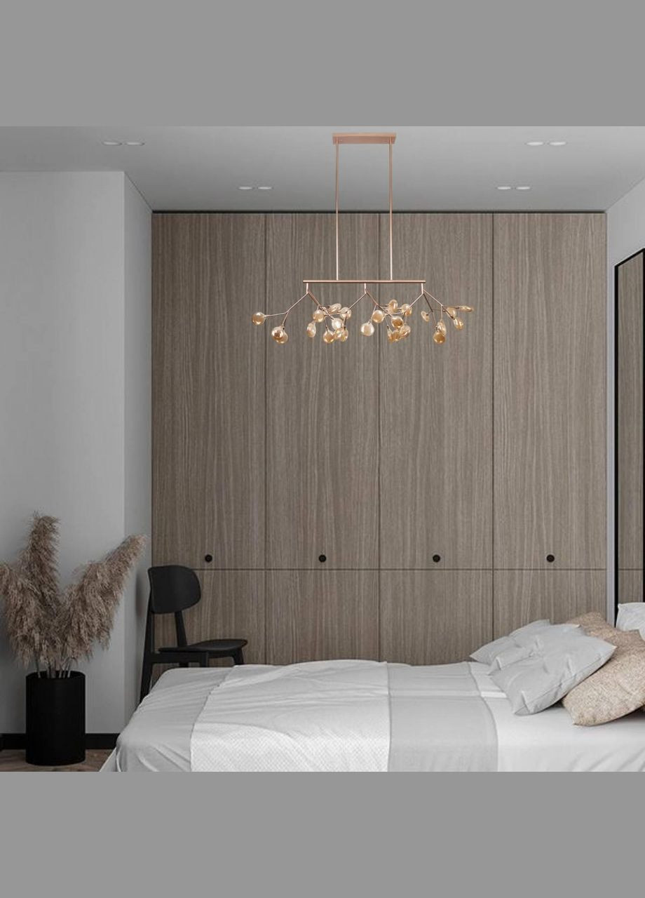 Розово-золотая люстра из стеклянных лепестков на 27 ламп Petals (918-LP264-27 RS+BR) No Brand (370069945)