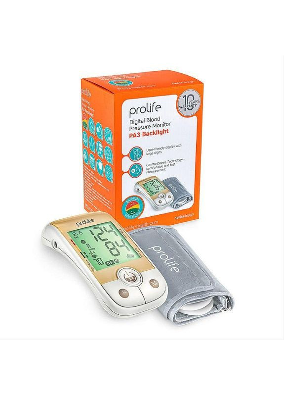 Тонометр PA3 Backlight AFIB автоматический на плечо с адаптером гарантия 10 лет Prolife (296785556)