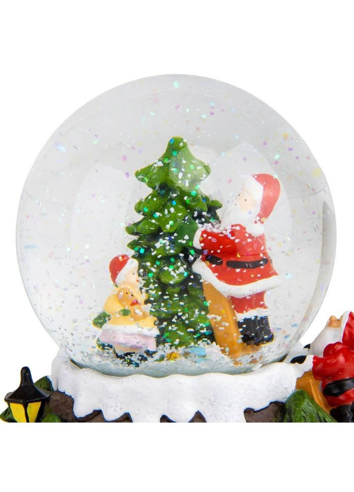 Фигурка ночник снежный шар Санта возле елки 13х13х18 см на батарейках 16016-023 Lefard (346531562)