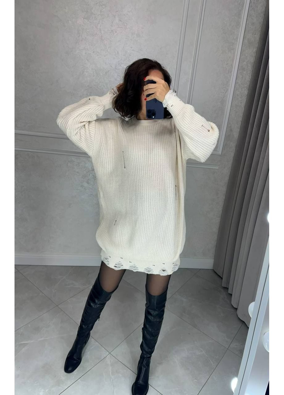 Молочна вечірня сукня трикотажна вільного крою, туреччина — заміри в описі Vione однотонна