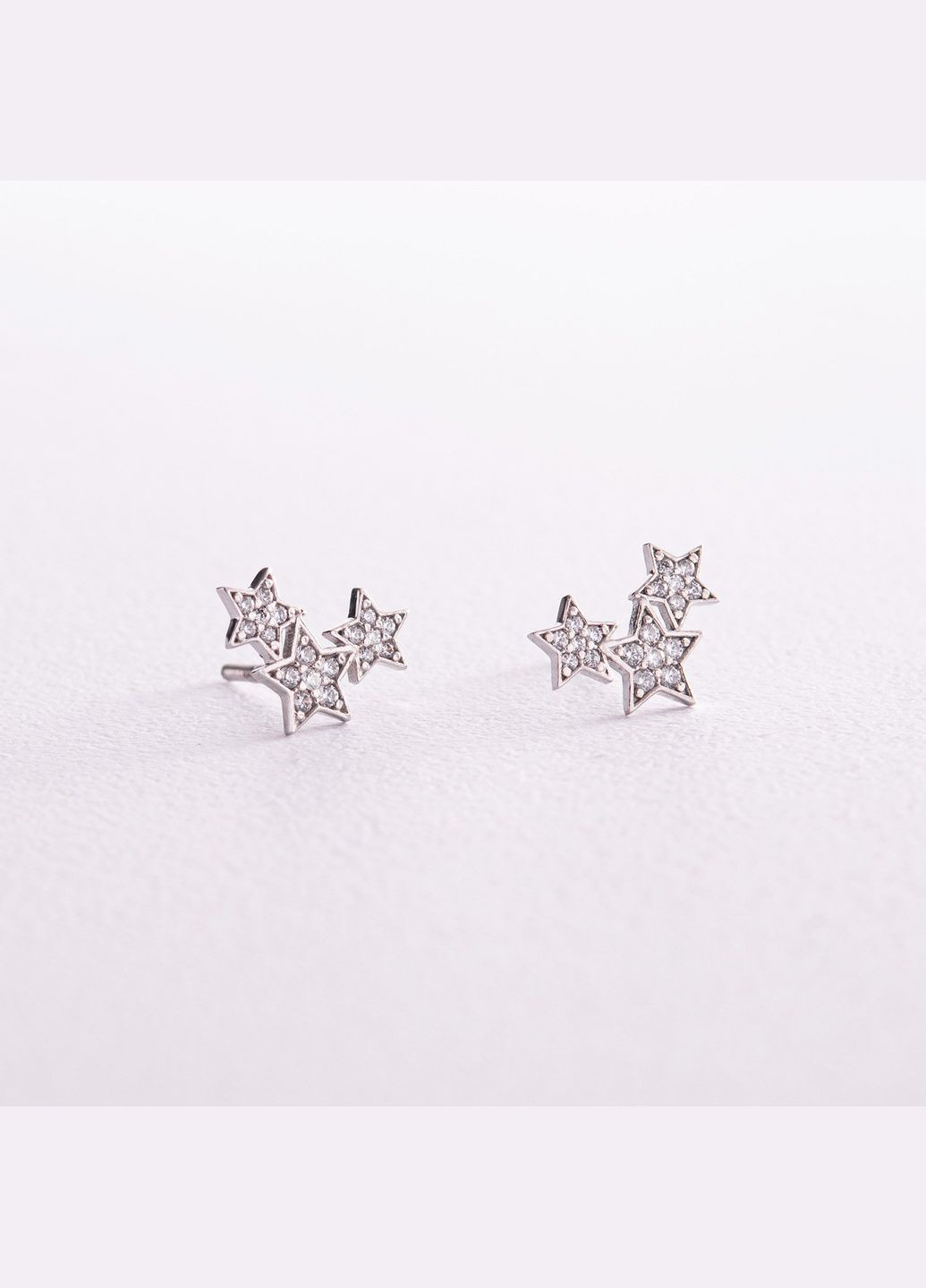Срібні сережки - пусети Зірочки з фіанітами 301 Oniks (264023979)