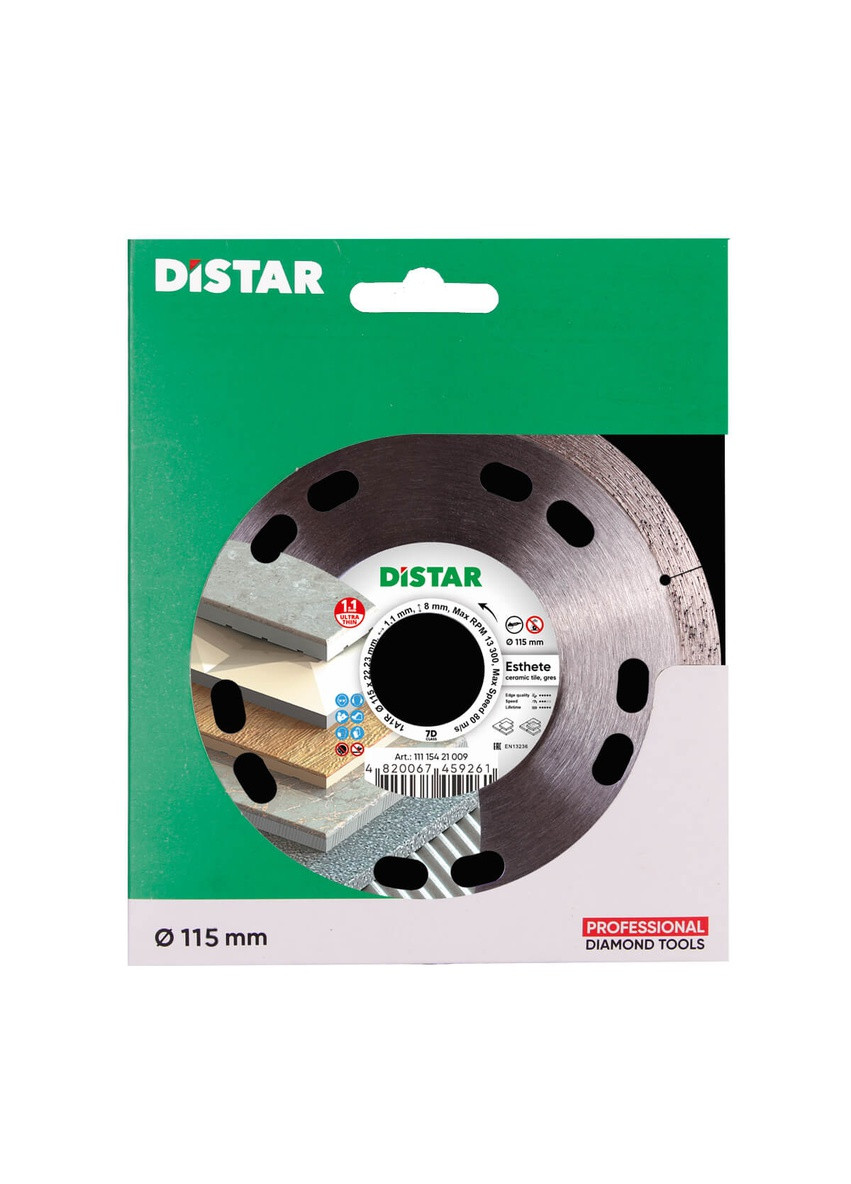 Круг алмазний відрізний 1A1R 115x1,1x8x22,23 Esthete Суцільний диск для плитки та керамограніту 11115421009 (10075) Distar (286423765)