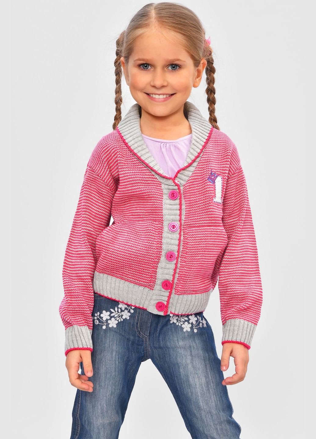 Кофта дитяча для дівчинки сіро-рожевого кольору Let's Shop (330223400)