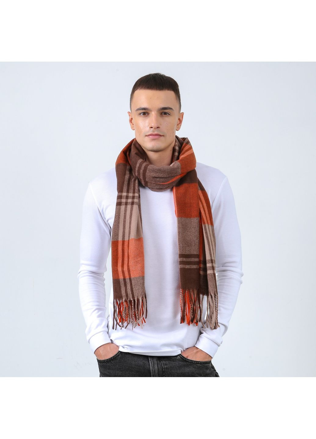 Палантин мужской клетка кашемир АЗАР 592-018 LuckyLOOK 592-018М (351857396)