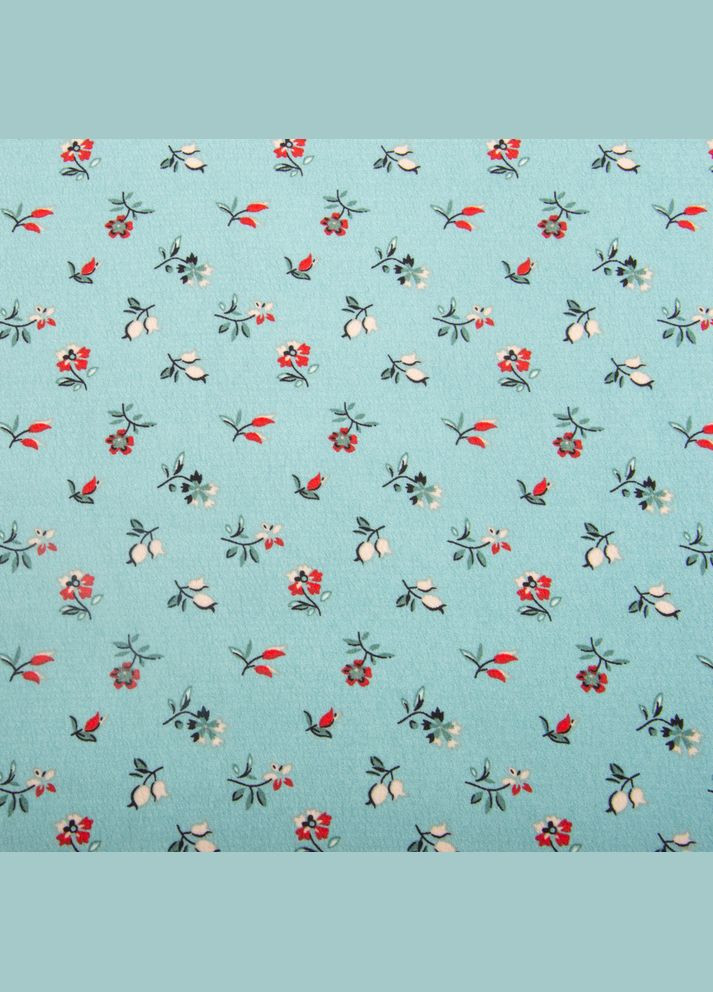 Ткань плательная креп 150 см 110 г/м2 легкая, для платьев, юбок, брюк, аксессуаров цветочки бирюза. IDEIA (339067192)