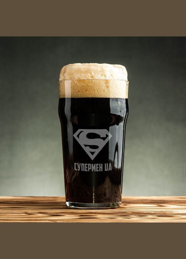 Келих для пива "Супермен UA" у дерев'яній подарунковій коробці (BD-BP-01) 570 мл BeriDari (268032814)