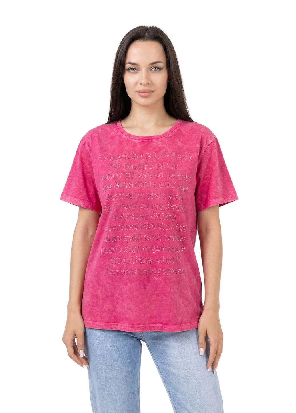 Жіноча футболка з ефектом "варки" Бордовий 48-52 (2715) Pink Daisy - (393594685)