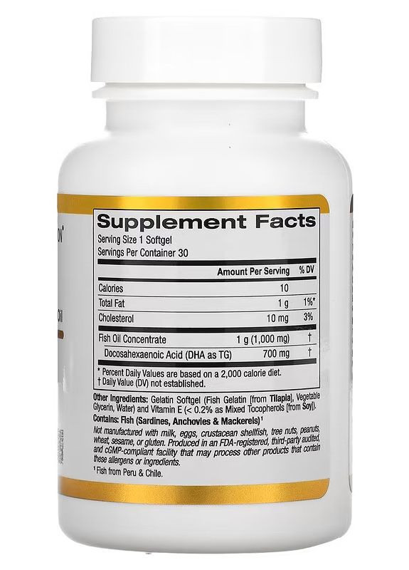 Омега-3 ДГК 700 мг., 30 капсул, фармацевтичного класу " " California Gold Nutrition (350314584)