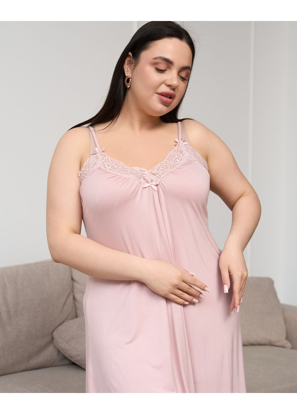 Вискозная сорочка на бретельке Plus Size Nicoletta (349444380)