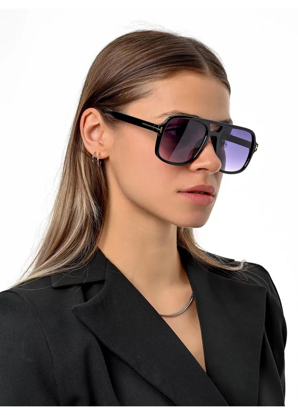 Окуляри сонцезахисні авіатор Smoke TF градієнт чорні No Brand (361678724)