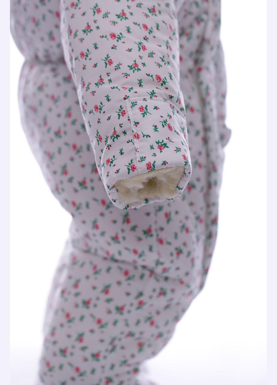Чоловічок на хутрі для дівчинки з принтом маленьких трояндок білий 74 см (44758) BABYKROHA (297197525)
