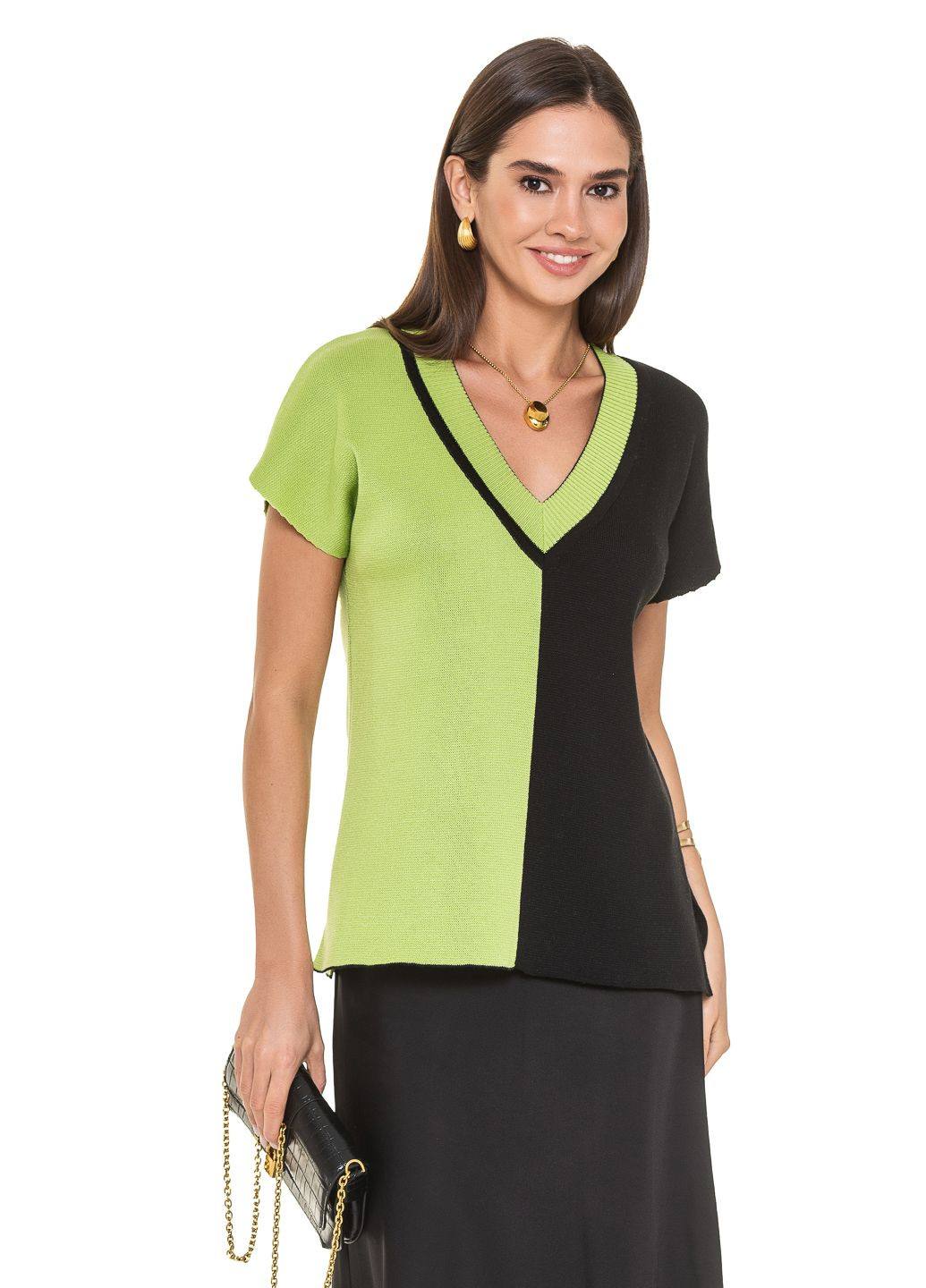 Чорний жіноча тонка двоколірна блуза SVTR