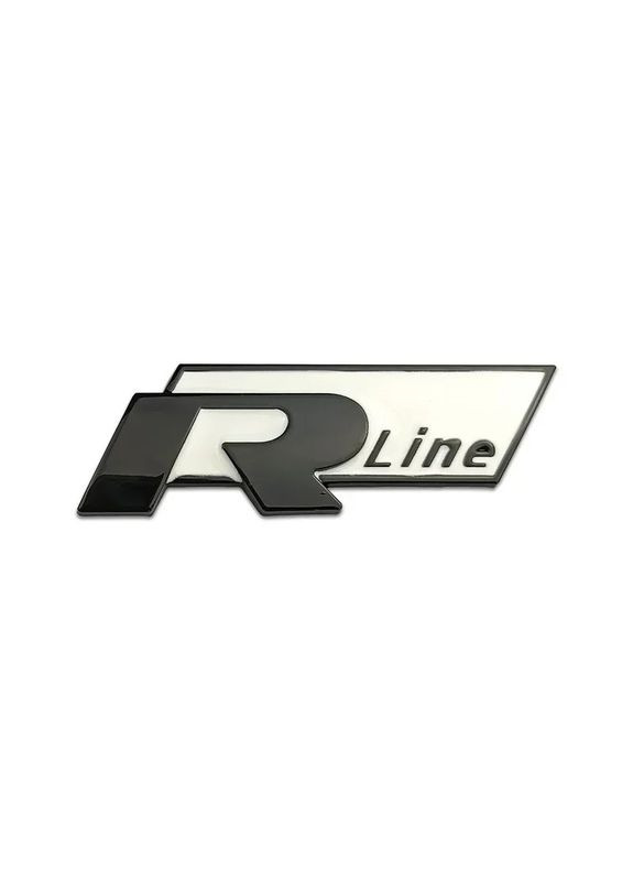 Емблема напис Rline для білий+чорний 78х26 метал (на скотчі) Volkswagen (369612091)