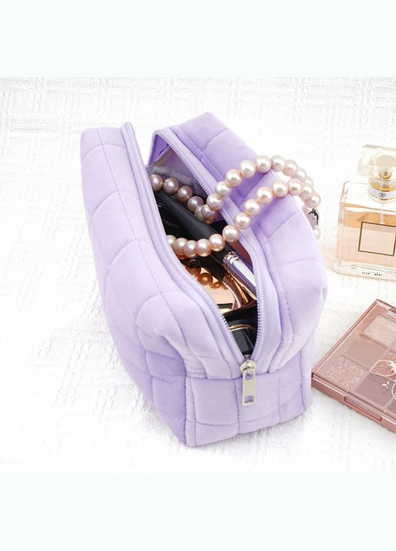 Женская косметичка 34018 Purple несесер органайзер дорожная бьюти кейс плюшевая 19 шт. Lesko (352011785)
