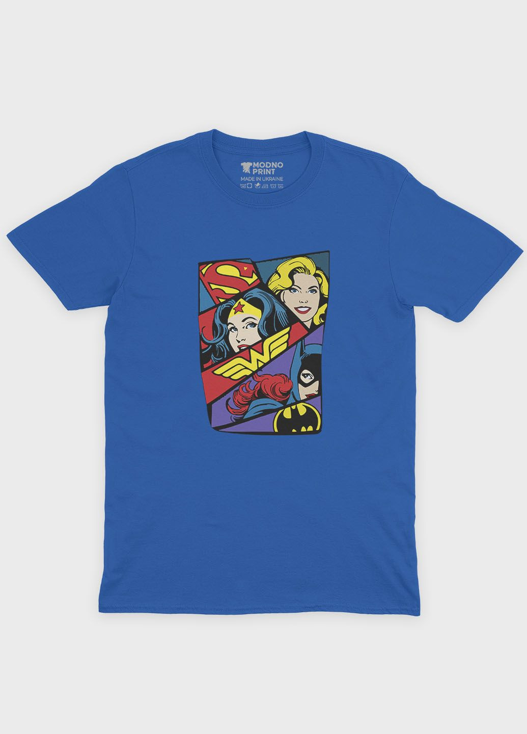 Синяя демисезонная футболка для девочки с принтом супергероев dc (ts001-1-grr-006-004-001-g) Modno
