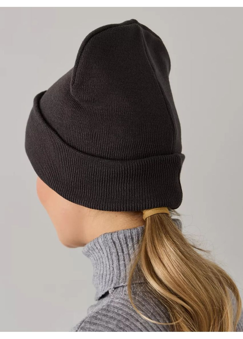 Молодежная двухслойная шапка бини лонг No Brand Шапка біні лонг лопата (362411543)