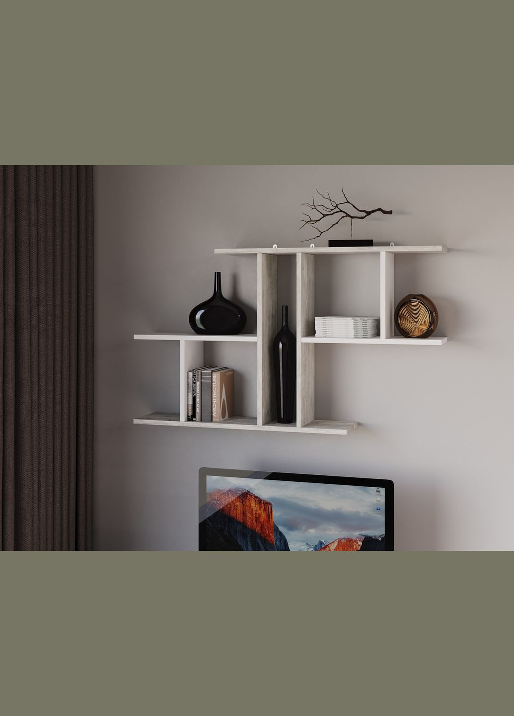 Навісна полиця для декору в вітальню, спальню Т8 MORELI (335423634)