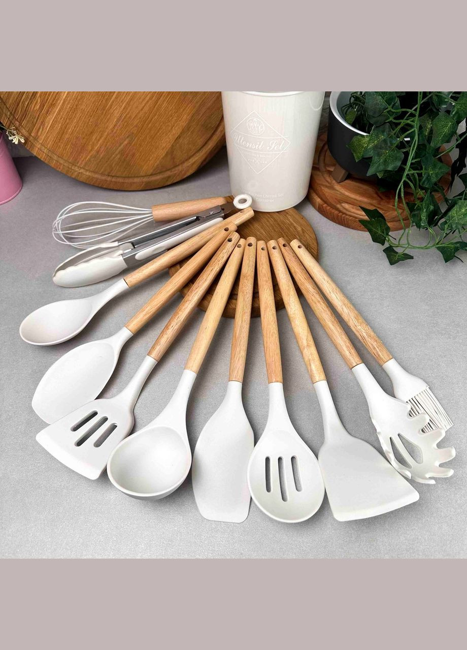 Набір білого силіконового приладдя 12 предметів Kitchen Set Kitchen Art (303212700)