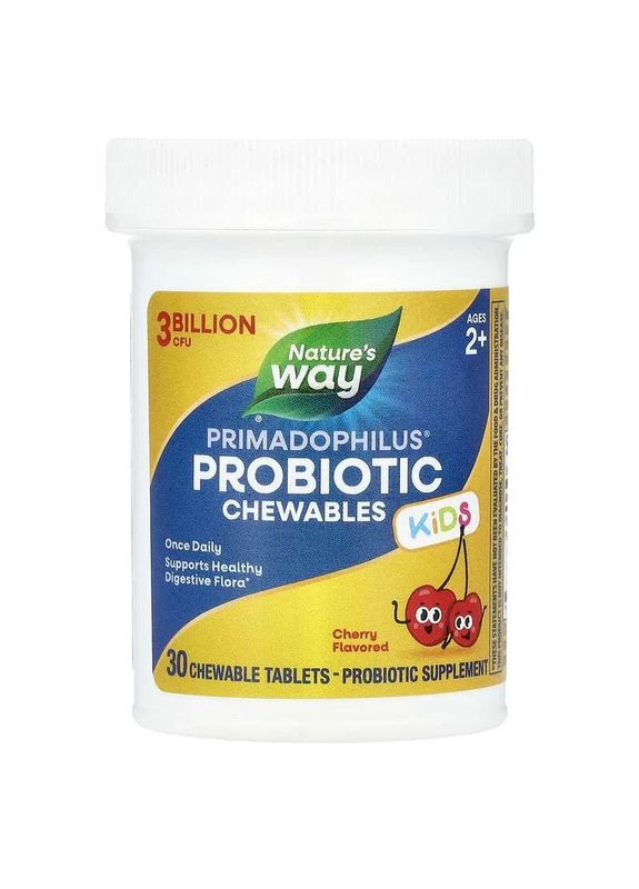Пробиотик для детей Primadophilus вишня 3 млрд. CFU 30 таблеток Nature's Way (361115912)