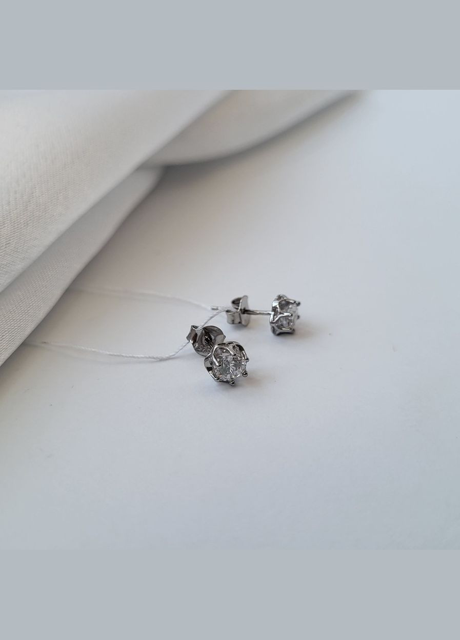 Серебряные серьги (пара) гвоздики пусеты Камень в оправе серебро 925 пробы Родированное с2ф/473 1.00г No Brand (306742816)