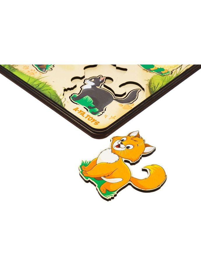 Дерев'яний пазл-вкладиш "Сім'я-домашні тварини" (ПСД077) PSD077 більше-менше Ubumblebees (302384587)