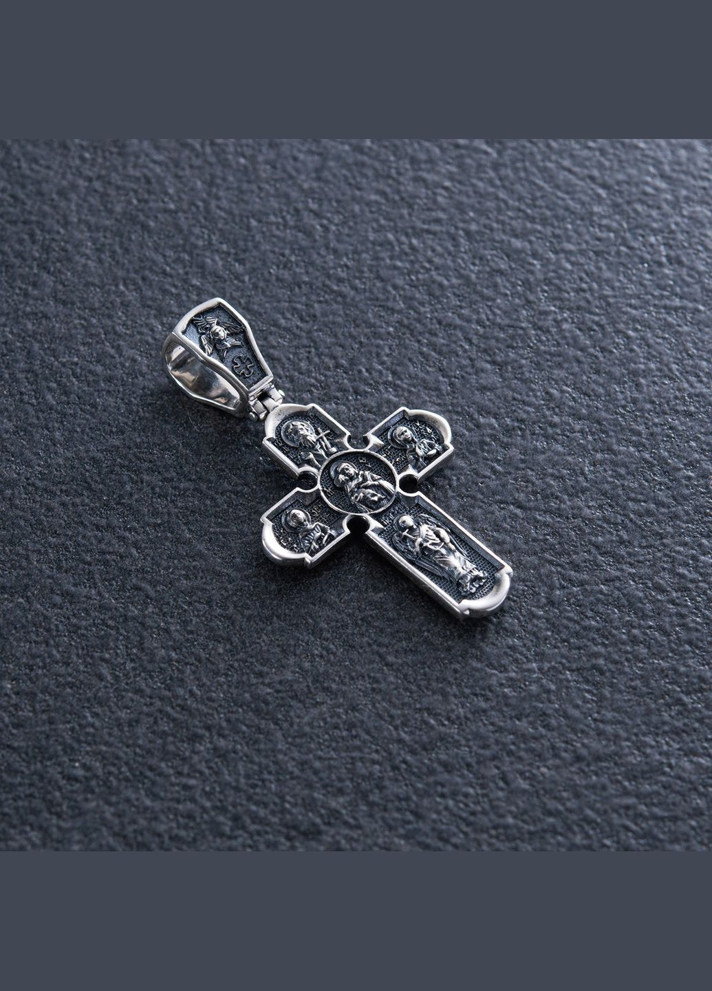 Срібний хрест Розп'яття Христове (чорніння) 133009 Oniks (276775543)