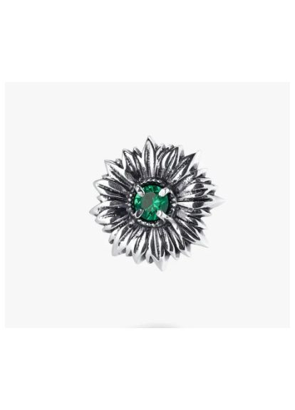 Брошка-значок квітка Соняшник Emerald срібна 925 Zirkon Skifska Etnika (364203230)