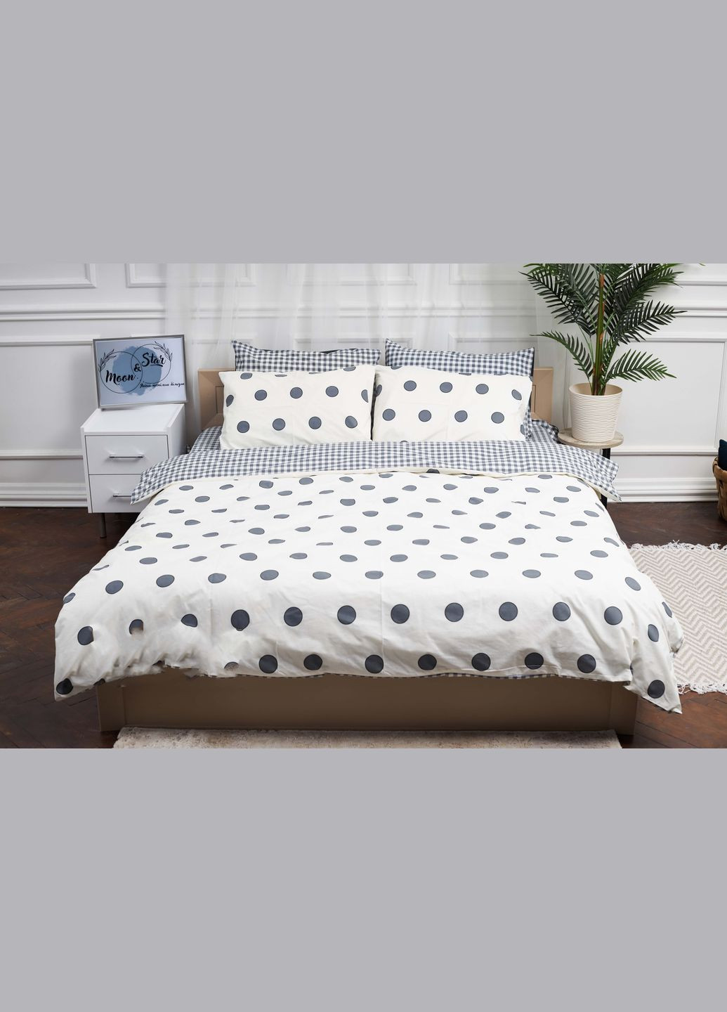 Комплект постільної білизни полуторний 143х210 наволочки 4х70х70 Ranforce Elite (MS-820000194) Moon&Star Riccarda (284416097)