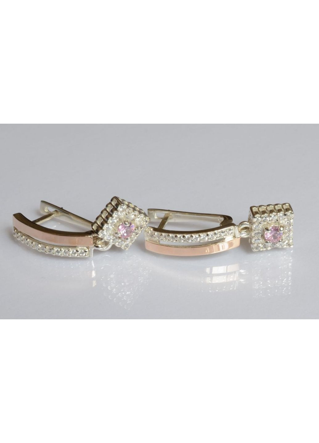 Срібні сережки з золотими пластинами Silver Style (367112127)