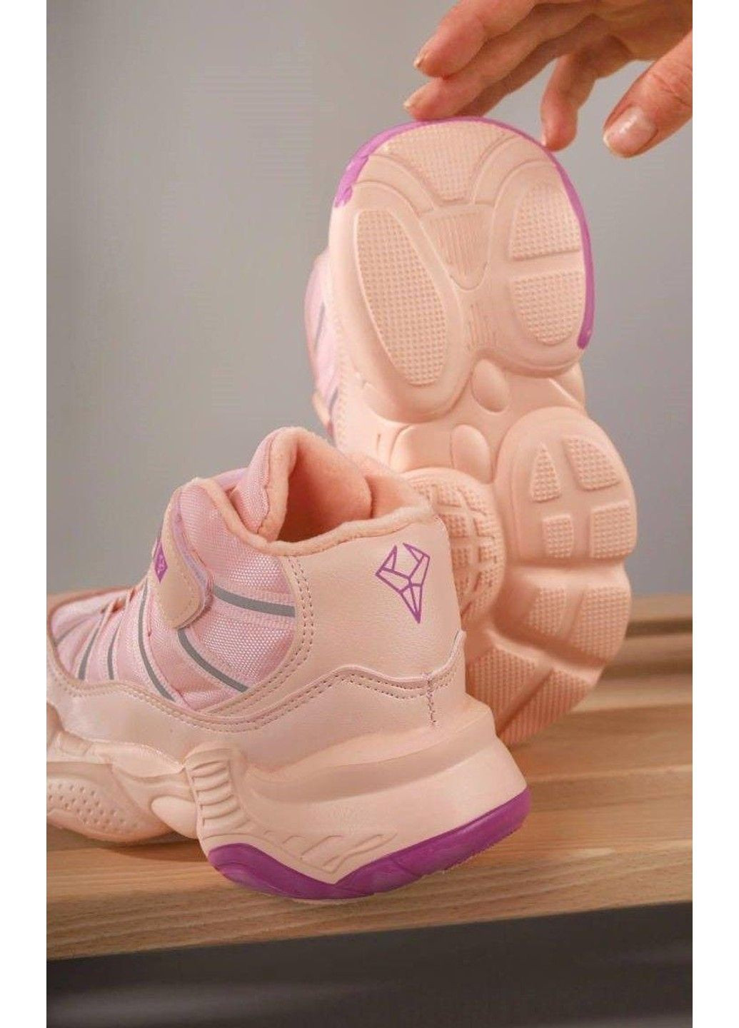 Осенние ботинки детские на флисе розовые Paliament