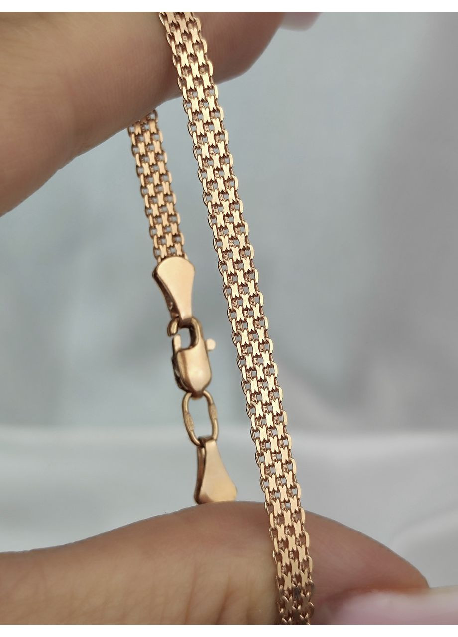 Браслет срібний 925 проби в позолоті плетіння Бісмарк якірний 4 мм 17.5 см No Brand (364965178)